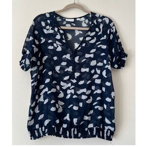 New York & Company Tops Women's Shirts Size S Peasant Style Blouse Blue/White